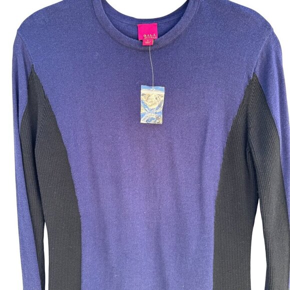 G.I.L.I. Womens Purple & Black Long Sleeve Cotton Blend Knit Sweater Top Size L - Picture 2 of 8